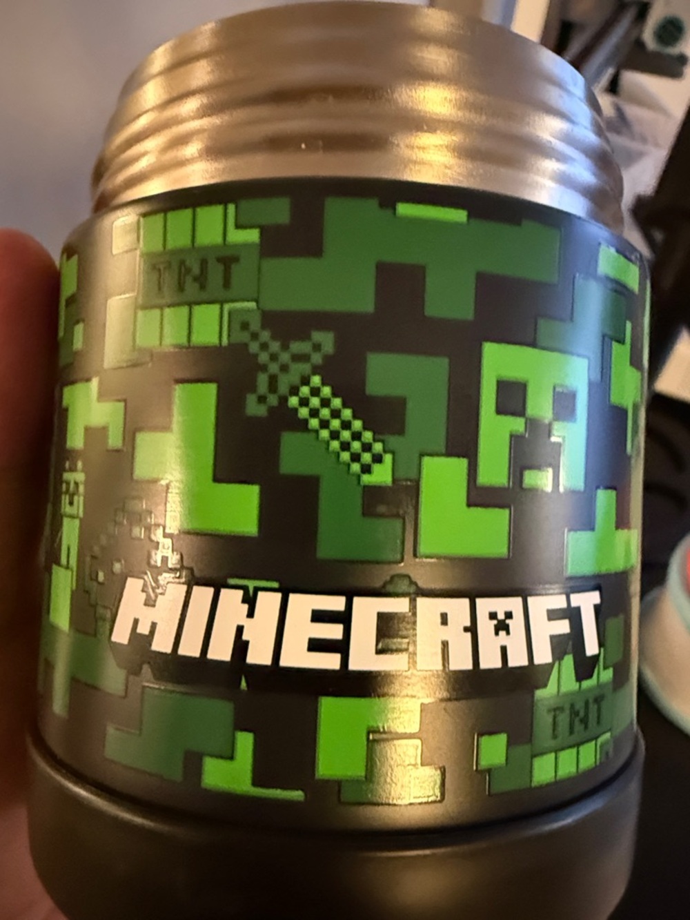 Minecraft & Pokémon Insulated Food Jars - Black with Green and Orange Panels - Picture 9 of 10